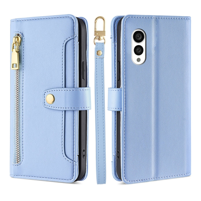 Estuche para teléfono de cuero con cremallera cruzada con textura de oveja, For TCL 405 / 406 / 408, For vivo S16 / S16 Pro, For vivo Y02 4G, For Fujitsu Arrows N F-51C, For Xiaomi Redmi K60E, For Xiaomi Redmi K60 / K60 Pro, For Honor 80 GT            ...