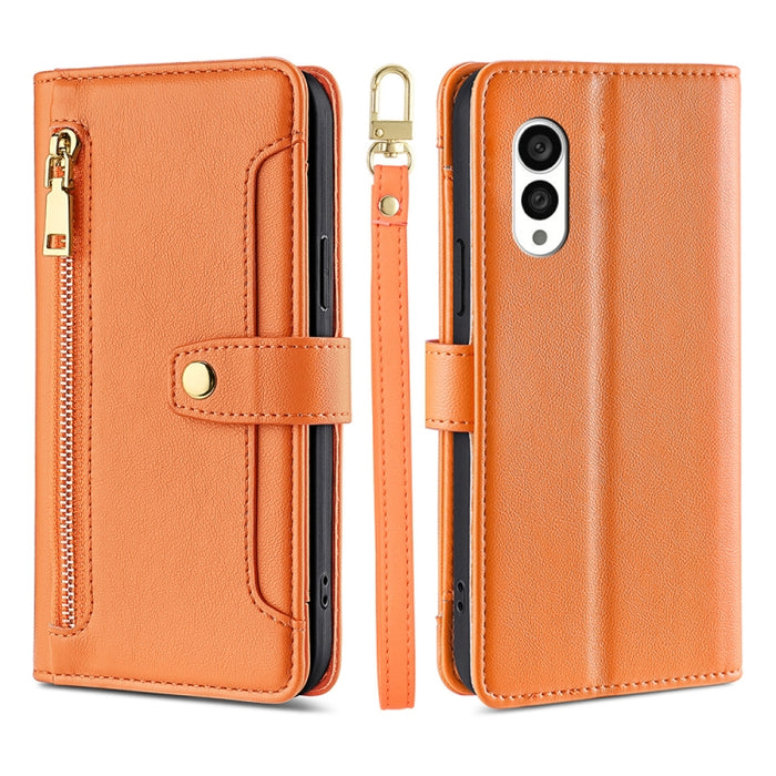 Estuche para teléfono de cuero con cremallera cruzada con textura de oveja, For TCL 405 / 406 / 408, For vivo S16 / S16 Pro, For vivo Y02 4G, For Fujitsu Arrows N F-51C, For Xiaomi Redmi K60E, For Xiaomi Redmi K60 / K60 Pro, For Honor 80 GT            ...
