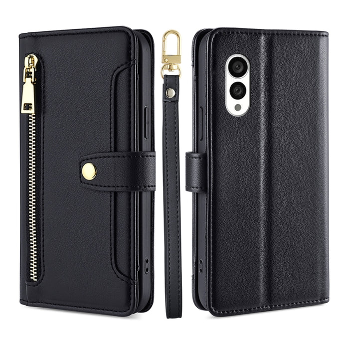 Estuche para teléfono de cuero con cremallera cruzada con textura de oveja, For TCL 405 / 406 / 408, For vivo S16 / S16 Pro, For vivo Y02 4G, For Fujitsu Arrows N F-51C, For Xiaomi Redmi K60E, For Xiaomi Redmi K60 / K60 Pro, For Honor 80 GT            ...