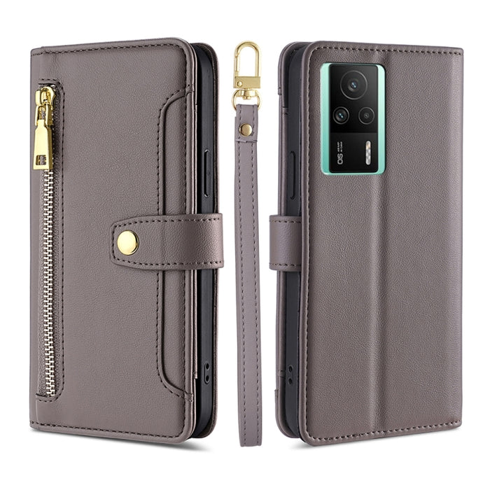 Estuche para teléfono de cuero con cremallera cruzada con textura de oveja, For TCL 405 / 406 / 408, For vivo S16 / S16 Pro, For vivo Y02 4G, For Fujitsu Arrows N F-51C, For Xiaomi Redmi K60E, For Xiaomi Redmi K60 / K60 Pro, For Honor 80 GT            ...