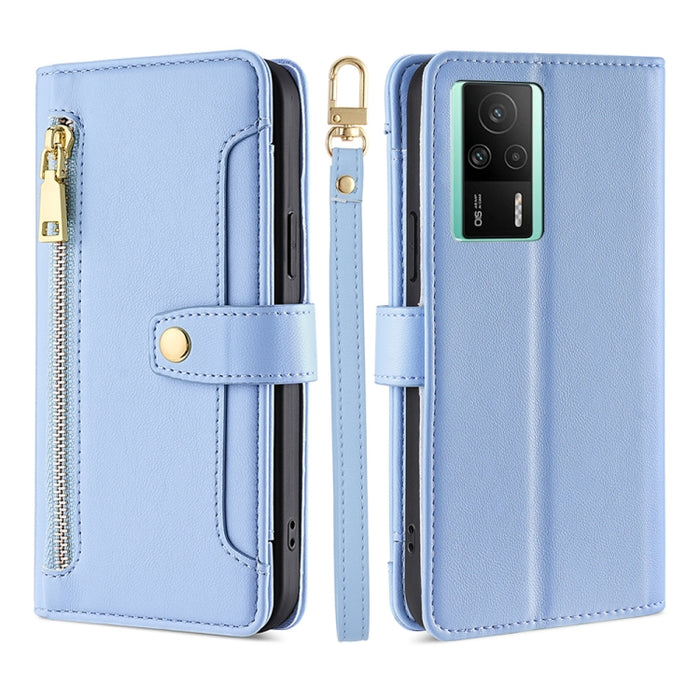 Estuche para teléfono de cuero con cremallera cruzada con textura de oveja, For TCL 405 / 406 / 408, For vivo S16 / S16 Pro, For vivo Y02 4G, For Fujitsu Arrows N F-51C, For Xiaomi Redmi K60E, For Xiaomi Redmi K60 / K60 Pro, For Honor 80 GT            ...