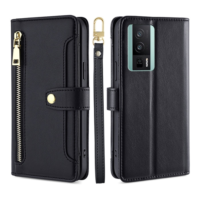 Estuche para teléfono de cuero con cremallera cruzada con textura de oveja, For TCL 405 / 406 / 408, For vivo S16 / S16 Pro, For vivo Y02 4G, For Fujitsu Arrows N F-51C, For Xiaomi Redmi K60E, For Xiaomi Redmi K60 / K60 Pro, For Honor 80 GT            ...
