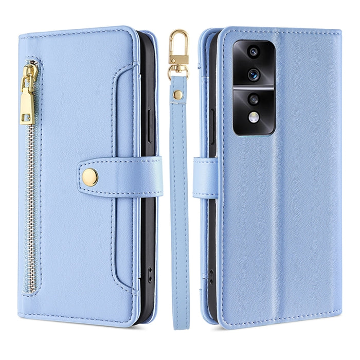 Estuche para teléfono de cuero con cremallera cruzada con textura de oveja, For TCL 405 / 406 / 408, For vivo S16 / S16 Pro, For vivo Y02 4G, For Fujitsu Arrows N F-51C, For Xiaomi Redmi K60E, For Xiaomi Redmi K60 / K60 Pro, For Honor 80 GT            ...