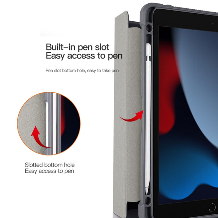 Estuche de tableta de cuero inteligente para PC de acrílico TPU de 3 pliegues, For iPad 10.2 2019 / 10.2 2020 / 10.2 2021