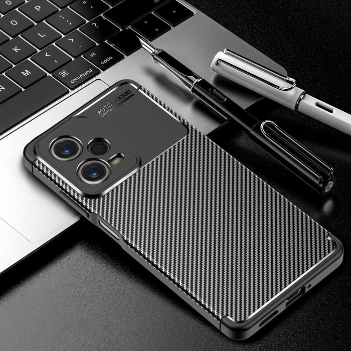Funda de teléfono TPU a prueba de golpes con textura de fibra de carbono, For Xiaomi Redmi Note 12 Global/Poco X5
