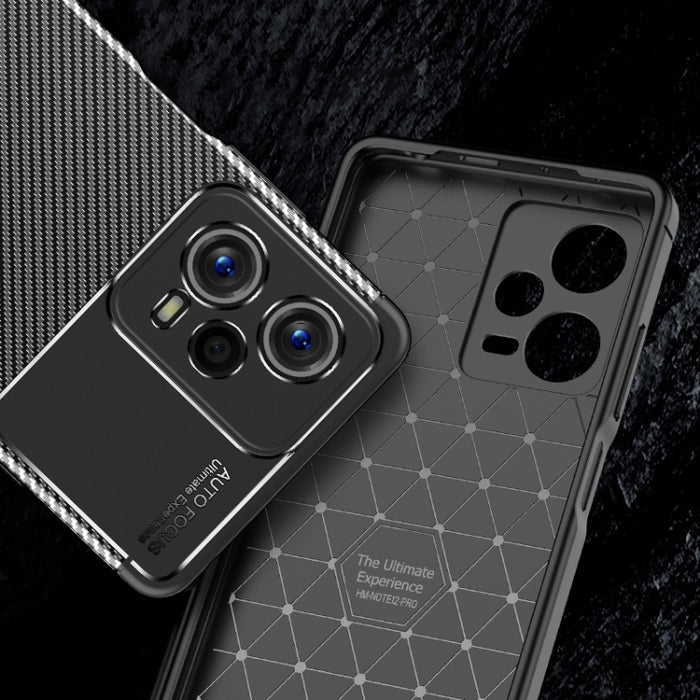 Funda de teléfono TPU a prueba de golpes con textura de fibra de carbono, For Xiaomi Redmi Note 12 Global/Poco X5