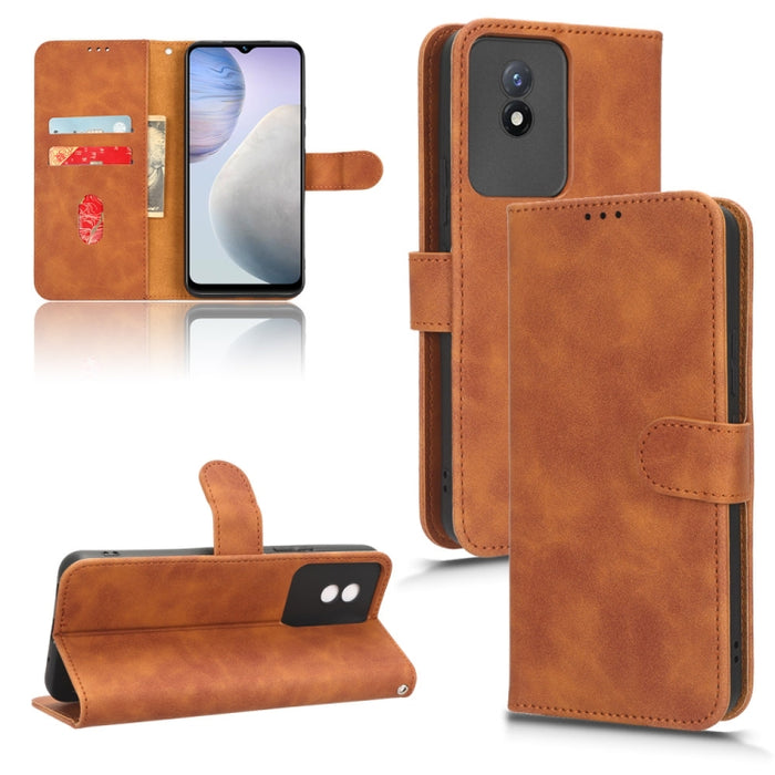 Estuche para teléfono de cuero con tapa magnética Skin Feel, For vivo Y02 4G, For Honor 80 GT, For Motorola Moto X40, For Xiaomi Redmi K60E 5G, For ZTE nubia Red Magic 8 Pro 5G