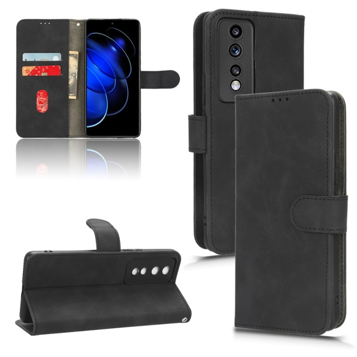 Estuche para teléfono de cuero con tapa magnética Skin Feel, For vivo Y02 4G, For Honor 80 GT, For Motorola Moto X40, For Xiaomi Redmi K60E 5G, For ZTE nubia Red Magic 8 Pro 5G