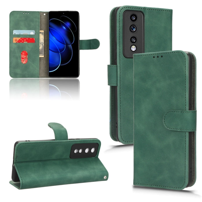 Estuche para teléfono de cuero con tapa magnética Skin Feel, For vivo Y02 4G, For Honor 80 GT, For Motorola Moto X40, For Xiaomi Redmi K60E 5G, For ZTE nubia Red Magic 8 Pro 5G