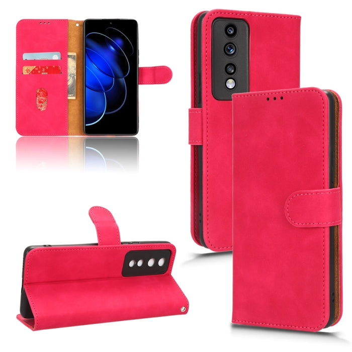 Estuche para teléfono de cuero con tapa magnética Skin Feel, For vivo Y02 4G, For Honor 80 GT, For Motorola Moto X40, For Xiaomi Redmi K60E 5G, For ZTE nubia Red Magic 8 Pro 5G