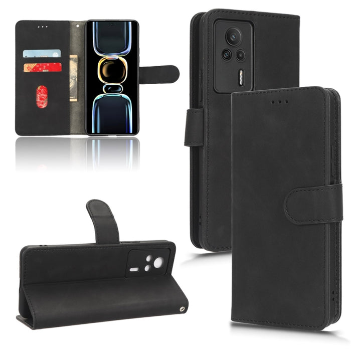 Estuche para teléfono de cuero con tapa magnética Skin Feel, For vivo Y02 4G, For Honor 80 GT, For Motorola Moto X40, For Xiaomi Redmi K60E 5G, For ZTE nubia Red Magic 8 Pro 5G