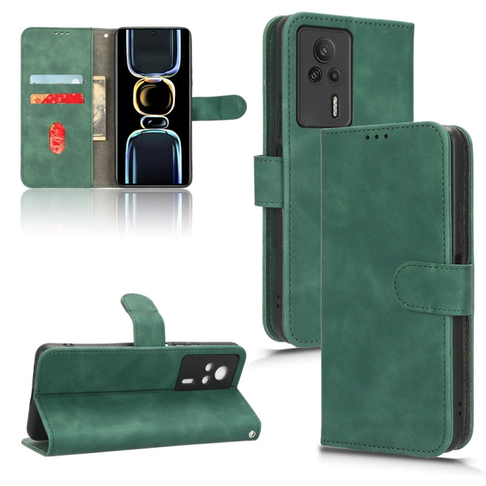 Estuche para teléfono de cuero con tapa magnética Skin Feel, For vivo Y02 4G, For Honor 80 GT, For Motorola Moto X40, For Xiaomi Redmi K60E 5G, For ZTE nubia Red Magic 8 Pro 5G