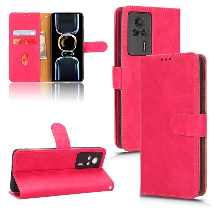 Estuche para teléfono de cuero con tapa magnética Skin Feel, For vivo Y02 4G, For Honor 80 GT, For Motorola Moto X40, For Xiaomi Redmi K60E 5G, For ZTE nubia Red Magic 8 Pro 5G