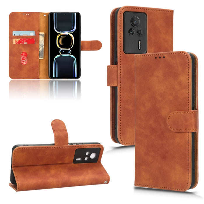 Estuche para teléfono de cuero con tapa magnética Skin Feel, For vivo Y02 4G, For Honor 80 GT, For Motorola Moto X40, For Xiaomi Redmi K60E 5G, For ZTE nubia Red Magic 8 Pro 5G