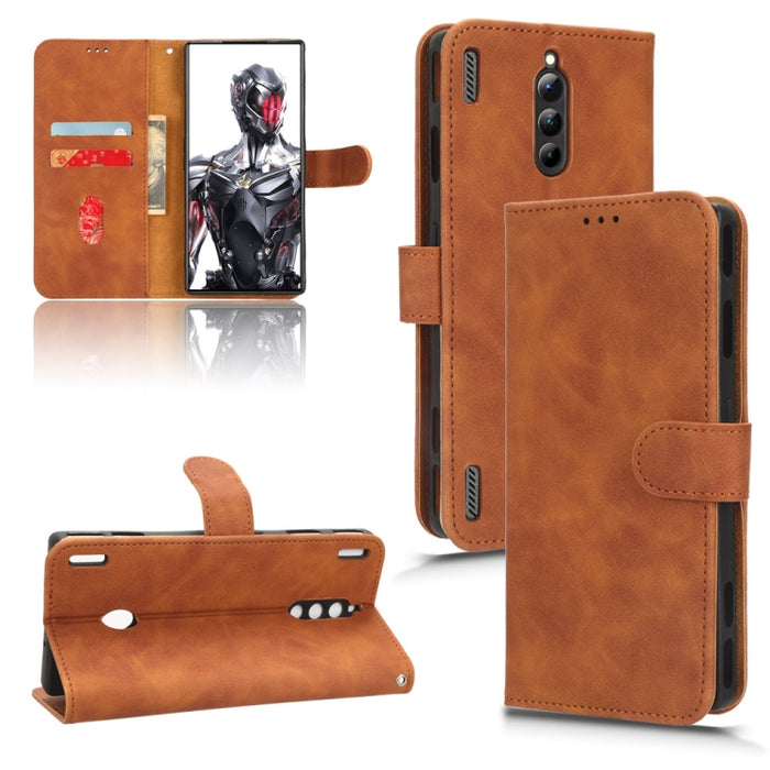 Estuche para teléfono de cuero con tapa magnética Skin Feel, For vivo Y02 4G, For Honor 80 GT, For Motorola Moto X40, For Xiaomi Redmi K60E 5G, For ZTE nubia Red Magic 8 Pro 5G