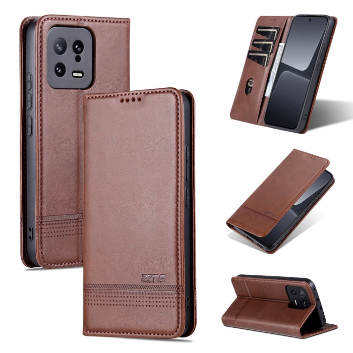 AZNS Funda de cuero con tapa magnética con textura de becerro para teléfono, For Honor 80 SE, For Samsung Galaxy A04e, For Xiaomi 13