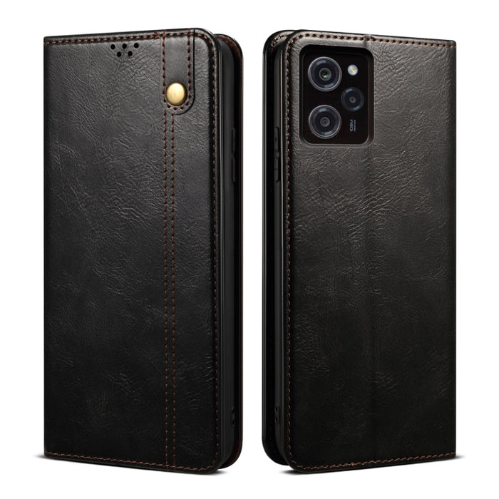 Caja de teléfono de cuero con textura de caballo loco de cera de aceite, For Xiaomi Poco C50, For Xiaomi Poco X5 Pro 5G / Redmi Note 12 Pro Speed
