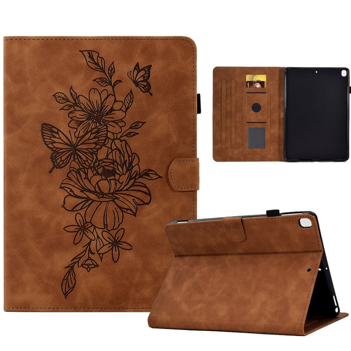 Estuche para tableta inteligente de cuero con relieve de mariposa peonía, For iPad 10.2 2020/2019 / Air 10.5 2019, For iPad 2025 / 2022, For iPad Air / Air 2 / 9.7 2017 / 9.7 2018, For iPad mini 2024 / mini 6, For iPad mini 5 / 4 / 3 / 2 / 1�����������...
