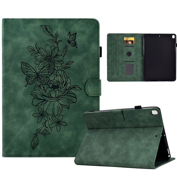 Estuche para tableta inteligente de cuero con relieve de mariposa peonía, For iPad 10.2 2020/2019 / Air 10.5 2019, For iPad 2025 / 2022, For iPad Air / Air 2 / 9.7 2017 / 9.7 2018, For iPad mini 2024 / mini 6, For iPad mini 5 / 4 / 3 / 2 / 1�����������...