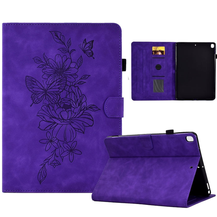 Estuche para tableta inteligente de cuero con relieve de mariposa peonía, For iPad 10.2 2020/2019 / Air 10.5 2019, For iPad 2025 / 2022, For iPad Air / Air 2 / 9.7 2017 / 9.7 2018, For iPad mini 2024 / mini 6, For iPad mini 5 / 4 / 3 / 2 / 1�����������...