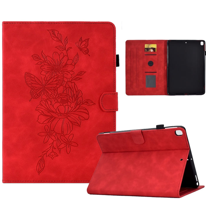 Estuche para tableta inteligente de cuero con relieve de mariposa peonía, For iPad 10.2 2020/2019 / Air 10.5 2019, For iPad 2025 / 2022, For iPad Air / Air 2 / 9.7 2017 / 9.7 2018, For iPad mini 2024 / mini 6, For iPad mini 5 / 4 / 3 / 2 / 1�����������...