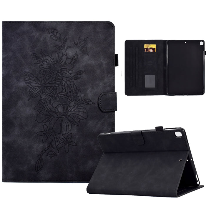 Estuche para tableta inteligente de cuero con relieve de mariposa peonía, For iPad 10.2 2020/2019 / Air 10.5 2019, For iPad 2025 / 2022, For iPad Air / Air 2 / 9.7 2017 / 9.7 2018, For iPad mini 2024 / mini 6, For iPad mini 5 / 4 / 3 / 2 / 1�����������...