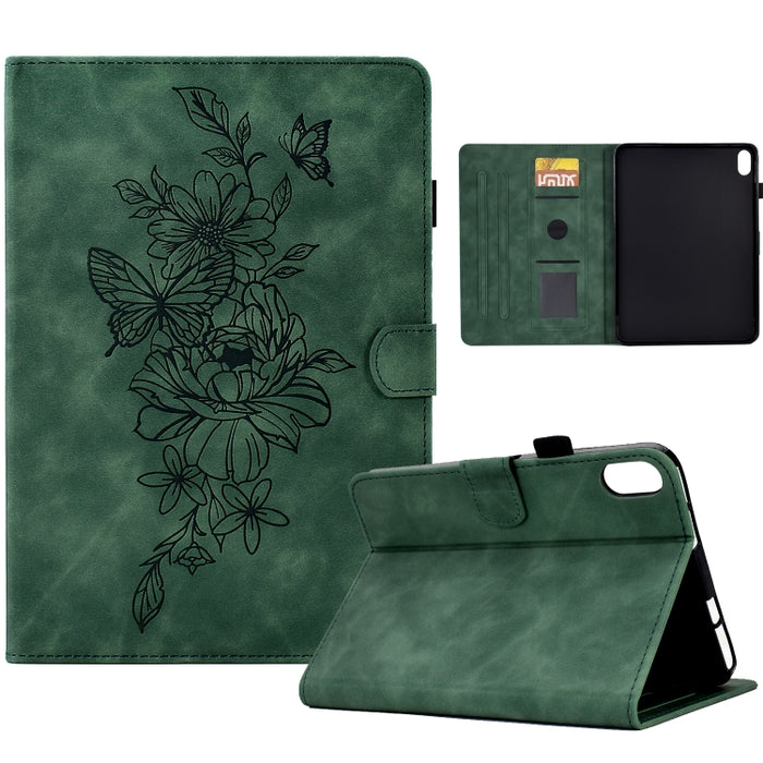 Estuche para tableta inteligente de cuero con relieve de mariposa peonía, For iPad 10.2 2020/2019 / Air 10.5 2019, For iPad 2025 / 2022, For iPad Air / Air 2 / 9.7 2017 / 9.7 2018, For iPad mini 2024 / mini 6, For iPad mini 5 / 4 / 3 / 2 / 1�����������...