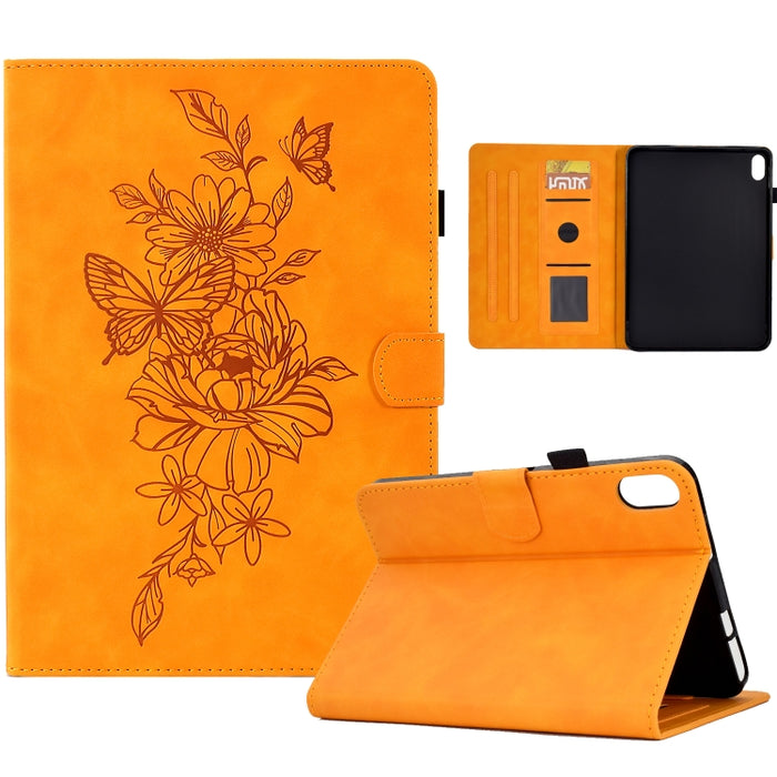 Estuche para tableta inteligente de cuero con relieve de mariposa peonía, For iPad 10.2 2020/2019 / Air 10.5 2019, For iPad 2025 / 2022, For iPad Air / Air 2 / 9.7 2017 / 9.7 2018, For iPad mini 2024 / mini 6, For iPad mini 5 / 4 / 3 / 2 / 1�����������...