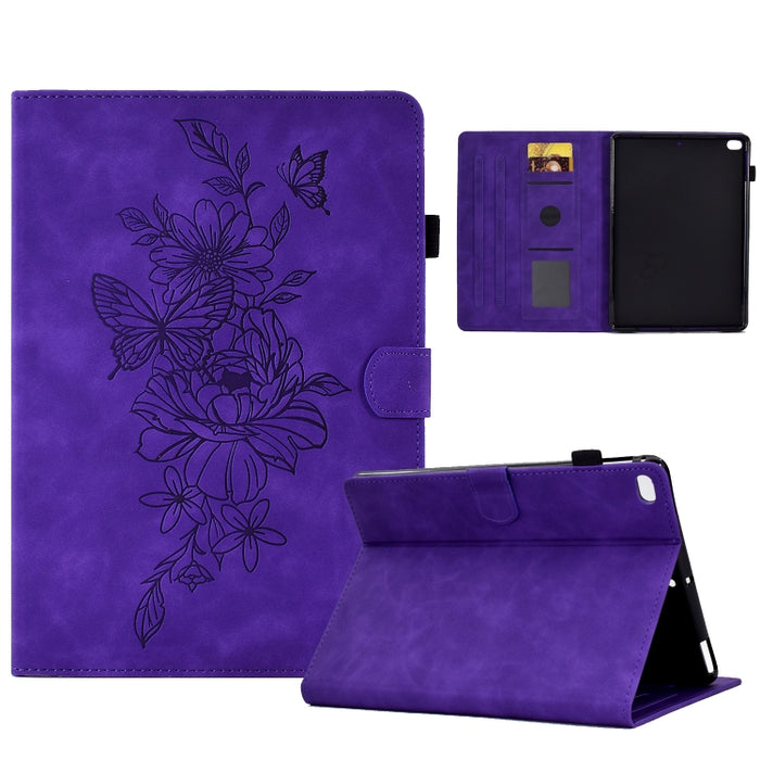 Estuche para tableta inteligente de cuero con relieve de mariposa peonía, For iPad 10.2 2020/2019 / Air 10.5 2019, For iPad 2025 / 2022, For iPad Air / Air 2 / 9.7 2017 / 9.7 2018, For iPad mini 2024 / mini 6, For iPad mini 5 / 4 / 3 / 2 / 1�����������...