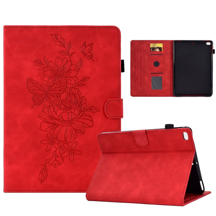 Estuche para tableta inteligente de cuero con relieve de mariposa peonía, For iPad 10.2 2020/2019 / Air 10.5 2019, For iPad 2025 / 2022, For iPad Air / Air 2 / 9.7 2017 / 9.7 2018, For iPad mini 2024 / mini 6, For iPad mini 5 / 4 / 3 / 2 / 1�����������...
