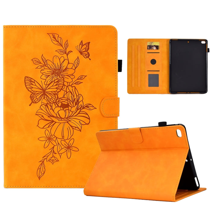 Estuche para tableta inteligente de cuero con relieve de mariposa peonía, For iPad 10.2 2020/2019 / Air 10.5 2019, For iPad 2025 / 2022, For iPad Air / Air 2 / 9.7 2017 / 9.7 2018, For iPad mini 2024 / mini 6, For iPad mini 5 / 4 / 3 / 2 / 1�����������...