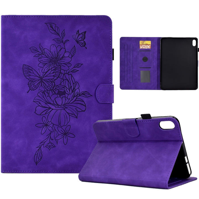 Estuche para tableta inteligente de cuero con relieve de mariposa peonía, For iPad 10.2 2020/2019 / Air 10.5 2019, For iPad 2025 / 2022, For iPad Air / Air 2 / 9.7 2017 / 9.7 2018, For iPad mini 2024 / mini 6, For iPad mini 5 / 4 / 3 / 2 / 1�����������...