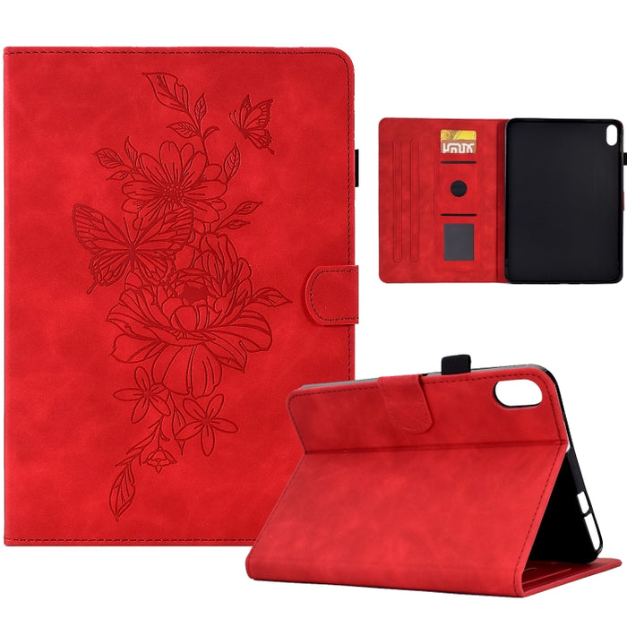 Estuche para tableta inteligente de cuero con relieve de mariposa peonía, For iPad 10.2 2020/2019 / Air 10.5 2019, For iPad 2025 / 2022, For iPad Air / Air 2 / 9.7 2017 / 9.7 2018, For iPad mini 2024 / mini 6, For iPad mini 5 / 4 / 3 / 2 / 1�����������...