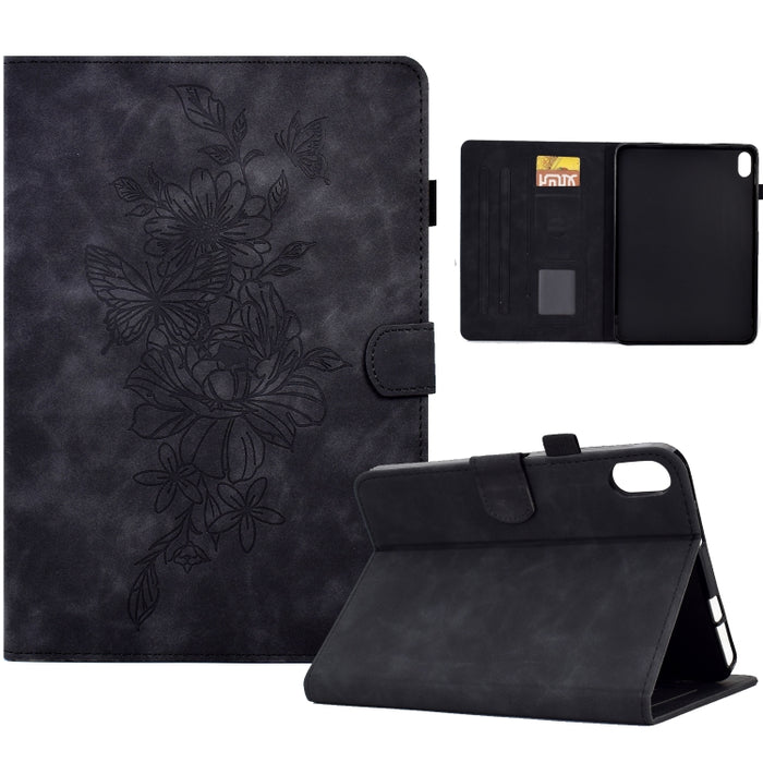 Estuche para tableta inteligente de cuero con relieve de mariposa peonía, For iPad 10.2 2020/2019 / Air 10.5 2019, For iPad 2025 / 2022, For iPad Air / Air 2 / 9.7 2017 / 9.7 2018, For iPad mini 2024 / mini 6, For iPad mini 5 / 4 / 3 / 2 / 1�����������...