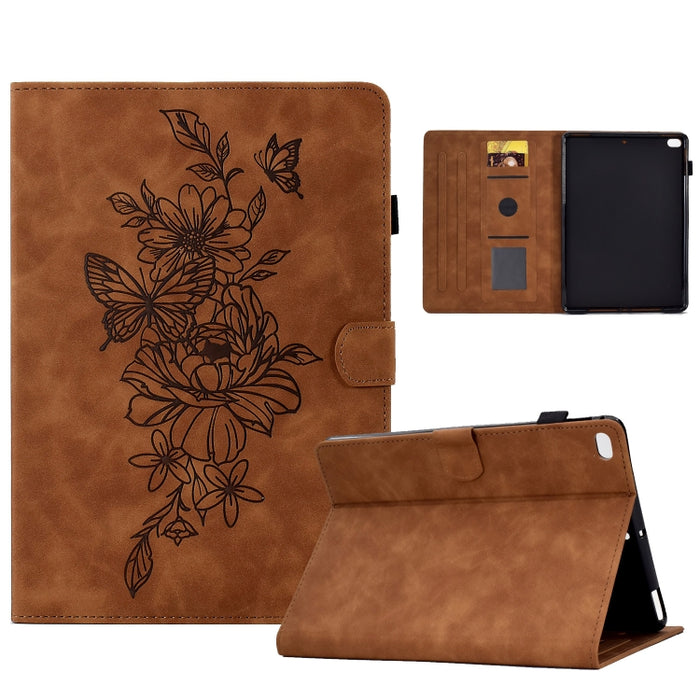 Estuche para tableta inteligente de cuero con relieve de mariposa peonía, For iPad 10.2 2020/2019 / Air 10.5 2019, For iPad 2025 / 2022, For iPad Air / Air 2 / 9.7 2017 / 9.7 2018, For iPad mini 2024 / mini 6, For iPad mini 5 / 4 / 3 / 2 / 1�����������...
