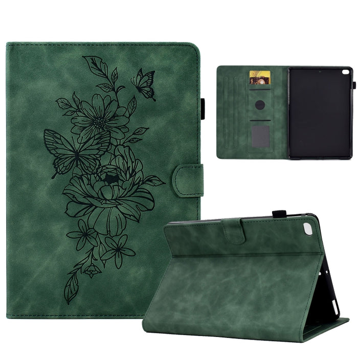 Estuche para tableta inteligente de cuero con relieve de mariposa peonía, For iPad 10.2 2020/2019 / Air 10.5 2019, For iPad 2025 / 2022, For iPad Air / Air 2 / 9.7 2017 / 9.7 2018, For iPad mini 2024 / mini 6, For iPad mini 5 / 4 / 3 / 2 / 1�����������...
