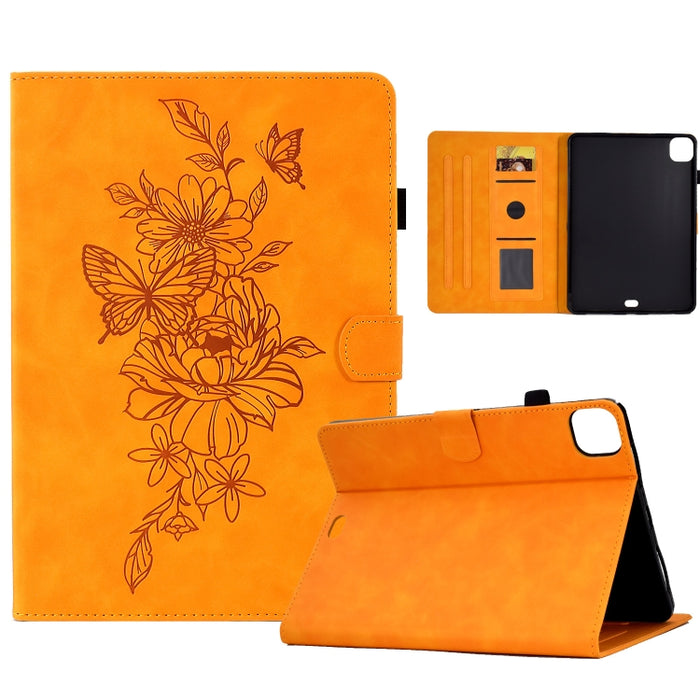 Estuche para tableta inteligente de cuero con relieve de mariposa peonía, For iPad 10.2 2020/2019 / Air 10.5 2019, For iPad 2025 / 2022, For iPad Air / Air 2 / 9.7 2017 / 9.7 2018, For iPad mini 2024 / mini 6, For iPad mini 5 / 4 / 3 / 2 / 1�����������...