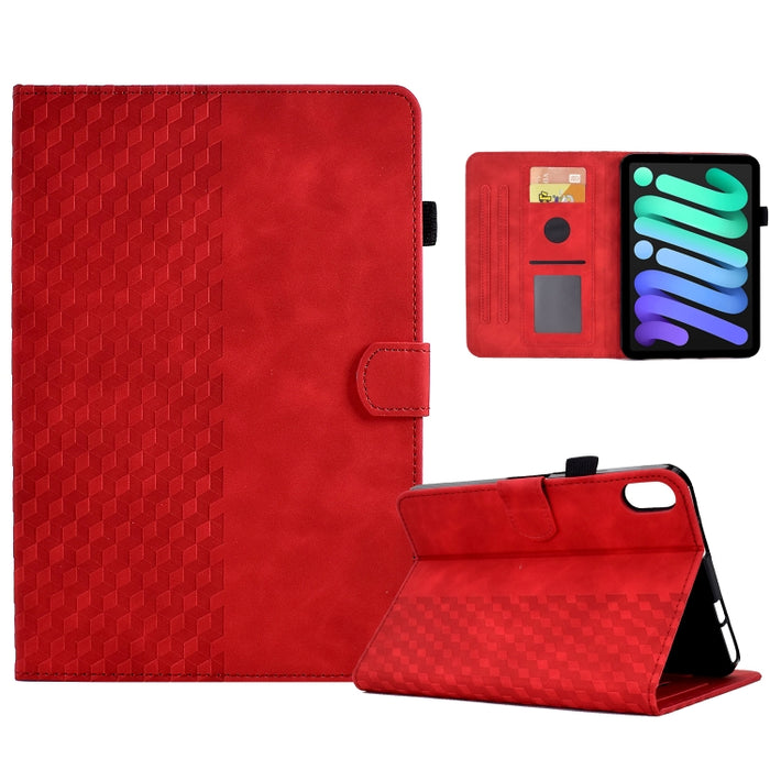 Para iPad mini 6 Funda para tableta inteligente de cuero con relieve de rombos