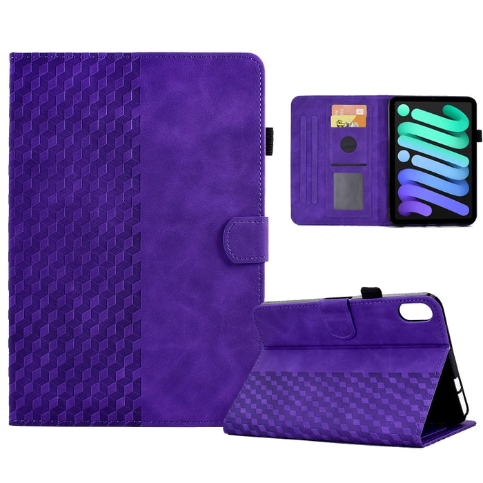 Para iPad mini 6 Funda para tableta inteligente de cuero con relieve de rombos