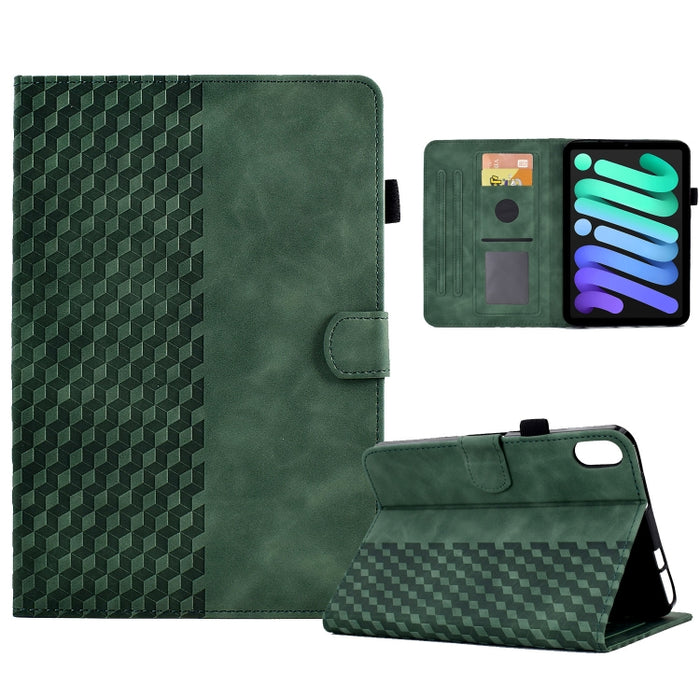 Para iPad mini 6 Funda para tableta inteligente de cuero con relieve de rombos