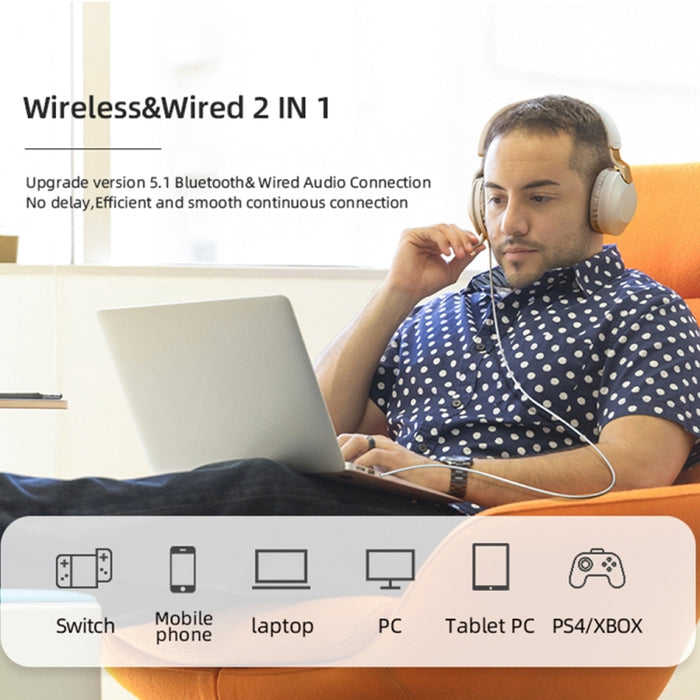B2 Auriculares inalámbricos Bluetooth 5.1 plegables con reducción de ruido