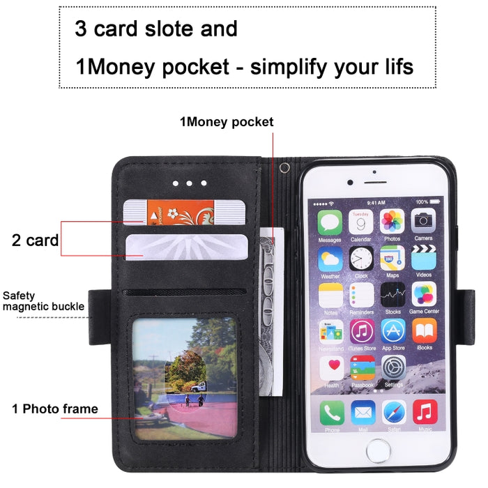 Estuche de cuero con tapa horizontal de empalme retro con ranuras para tarjetas y soporte y billetera, For iPhone SE 2022 / SE 2020 / 8 / 7, For Xiaomi Redmi Note 8 Pro