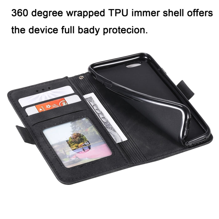 Estuche de cuero con tapa horizontal de empalme retro con ranuras para tarjetas y soporte y billetera, For iPhone SE 2022 / SE 2020 / 8 / 7, For Xiaomi Redmi Note 8 Pro