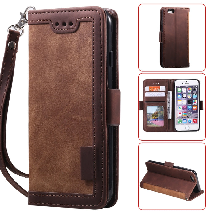 Estuche de cuero con tapa horizontal de empalme retro con ranuras para tarjetas y soporte y billetera, For iPhone SE 2022 / SE 2020 / 8 / 7, For Xiaomi Redmi Note 8 Pro