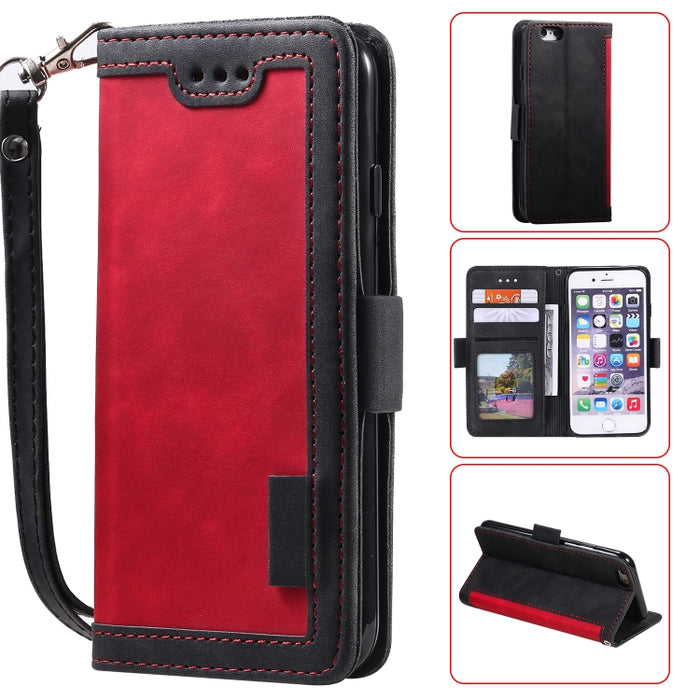 Estuche de cuero con tapa horizontal de empalme retro con ranuras para tarjetas y soporte y billetera, For iPhone SE 2022 / SE 2020 / 8 / 7, For Xiaomi Redmi Note 8 Pro