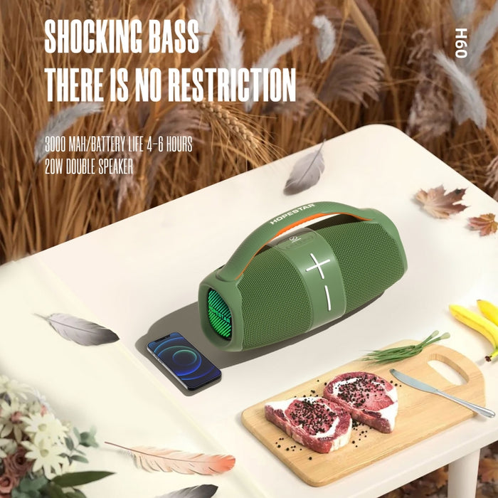 HOPESTAR H60 20W Altavoz Bluetooth inalámbrico portátil impermeable al aire libre, H60