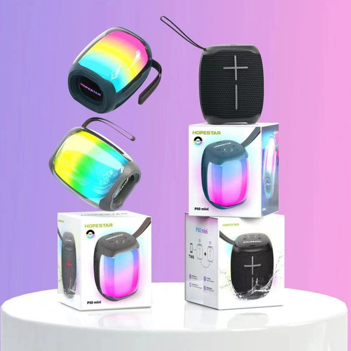 HOPESTAR P50 mini Altavoz Bluetooth resistente al agua con luz RGB para exteriores, P50 mini