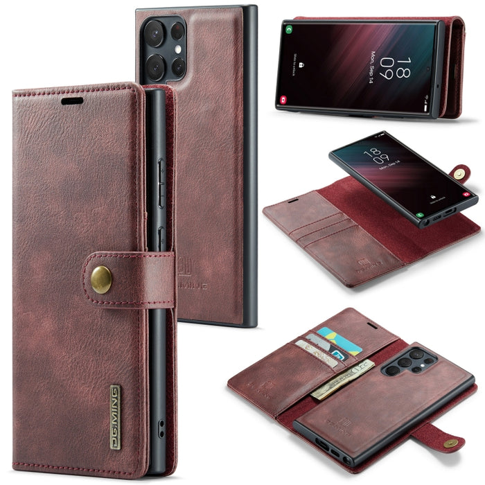 DG.MING Crazy Horse Texture Estuche de cuero magnético desmontable, For iPhone 12/12 Pro, For iPhone 12 Pro Max, For Samsung Galaxy S23 5G, For Samsung Galaxy S23+ 5G, For Samsung Galaxy S23 Ultra 5G