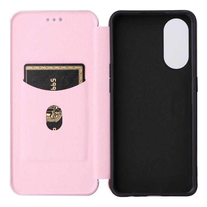 Estuche para teléfono de cuero con textura de fibra de carbono, For OPPO Reno8 T 4G, For Motorola Moto E13 4G, For Motorola Moto G73 5G, For Xiaomi Redmi 12C