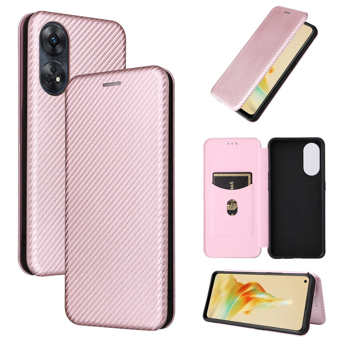Estuche para teléfono de cuero con textura de fibra de carbono, For OPPO Reno8 T 4G, For Motorola Moto E13 4G, For Motorola Moto G73 5G, For Xiaomi Redmi 12C